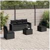 Image de Salon de jardin 6 pcs avec coussins noir résine tressée 3218785