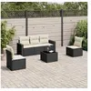 Image de Salon de jardin 6 pcs avec coussins noir résine tressée 3218786