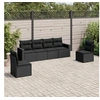 Image de Salon de jardin 6 pcs avec coussins noir résine tressée 3218795