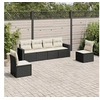 Image de Salon de jardin 6 pcs avec coussins noir résine tressée 3218796