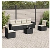 Image de Salon de jardin 7 pcs avec coussins noir résine tressée 3218806