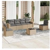 Image de Salon de jardin modulable rotin 6 personnes beige 65.5 x 62 x 37 cm 7 pieces
