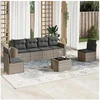 Image de Salon de jardin modulable - Lot de 7 pièces - Rotin gris 6 places