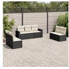 Image de Salon de jardin 7 pcs avec coussins noir résine tressée 3218816