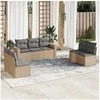 Image de Salon de jardin avec coussins 7 pcs beige résine tressée 3218819
