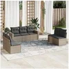 Image de Salon de jardin modulable resine tressee gris 7 pieces 65.5 x 62 x 69 cm 7 personnes