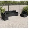 Image de Salon de Jardin avec Coussins 8 pcs, Canapés de Terrasse, Ensemble de Meubles de Patio, Mobilier d'Extérieur, Noir 3218835