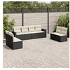 Image de Salon de jardin 8 pcs avec coussins noir résine tressée 3218836