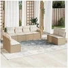 Image de Salon de jardin modulable - Lot de 8 pièces - Résine tressée beige - 8 personnes