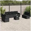 Image de Salon de Jardin avec Coussins 9 pcs, Canapés de Terrasse, Ensemble de Meubles de Patio, Mobilier d'Extérieur, Noir 3218845