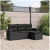 Image de Salon de Jardin avec Coussins 4 pcs, Canapés de Terrasse, Ensemble de Meubles de Patio, Mobilier d'Extérieur, Noir 3218855