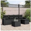 Image de Salon de Jardin avec Coussins 6 pcs, Canapés de Terrasse, Ensemble de Meubles de Patio, Mobilier d'Extérieur, Noir 3218885