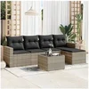 Image de Salon de Jardin avec Coussins 6 pcs, Canapés avec Pieds Réglables, Ensemble de Meubles d'Extérieur Patio Terrasse, 3218892