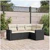 Image de Salon de Jardin avec Coussins 4 pcs, Canapés de Terrasse, Ensemble de Meubles de Patio, Mobilier d'Extérieur, Noir 3218896