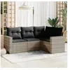 Image de Salon de jardin 4 pcs avec coussins gris clair résine tressée 3218902