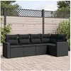 Image de Salon de Jardin avec Coussins 5 pcs, Canapés de Terrasse, Ensemble de Meubles de Patio, Mobilier d'Extérieur, Noir 3218915