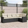 Image de Salon de Jardin avec Coussins 5 pcs, Canapés de Terrasse, Ensemble de Meubles de Patio, Mobilier d'Extérieur, Noir 3218916