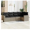 Image de Salon de jardin 5 pcs avec coussins gris clair résine tressée 3218922