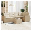Image de Salon de jardin modulable - Lot de 6 pièces - Résine tressée beige - 5 personnes - 1 table fixe, 1 canapé