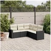 Image de Salon de Jardin avec Coussins 5 pcs, Canapés de Terrasse, Ensemble de Meubles de Patio, Mobilier d'Extérieur, Noir 3218936