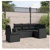 Image de Salon de jardin 5 pcs avec coussins noir résine tressée 3218955