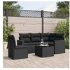 Image de Salon de jardin 6 pcs avec coussins noir résine tressée 3218965