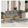 Image de Salon de jardin modulable beige rotin 6 personnes 65.5 x 62 x 37 cm 7 pieces