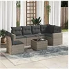 Image de Salon de jardin modulable - Lot de 7 pièces - Rotin gris - Table fixe - 6 personnes