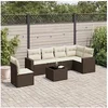 Image de Salon de jardin modulable vidaxl 7 pieces 6 personnes rotin 65.5 x 62 x 37 cm marron