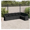 Image de Salon de jardin 7 pcs avec coussins noir résine tressée 3219035