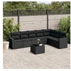 Image de Salon de jardin 8 pcs avec coussins noir résine tressée 3219045