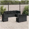 Image de Salon de jardin 8 pcs avec coussins noir résine tressée 3219055