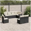 Image de Salon de jardin 8 pcs avec coussins noir résine tressée 3219056