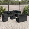 Image de Salon de jardin 9 pcs avec coussins noir résine tressée 3219065