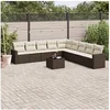 Image de GENERIQUE Salon de jardin modulable - Lot de 10 pièces - Résine tressée marron - 9 personnes - Table fixe 65.5x62x37 cm
