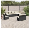 Image de Salon de jardin 10 pcs avec coussins noir résine tressée 3219096