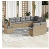 Image de Salon de jardin avec coussins 10 pcs beige résine tressée 3219099