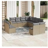 Image de Salon de jardin 11 pcs avec coussins beige résine tressée 3219119