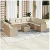 Image de Salon de jardin modulable rotin 9 personnes beige 65.5 x 62 x 37 cm 10 pieces