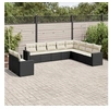 Image de Salon de Jardin avec Coussins 10 pcs, Canapés de Terrasse, Ensemble de Meubles de Patio, Mobilier d'Extérieur, Noir 3219156