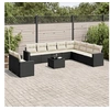 Image de Salon de jardin 11 pcs avec coussins noir résine tressée 3219166