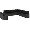 Image de Salon de jardin 11 pcs avec coussins noir résine tressée
