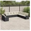 Image de Salon de jardin 11 pcs avec coussins noir résine tressée 3219176