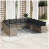 Image de Salon de jardin modulable - Lot de 11 pieces - Resine tressee - 11 personnes - Gris - 65.5 x 62 x 69 cm