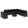 Image de Salon de jardin 12 pcs avec coussins noir tressée