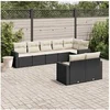 Image de Salon de jardin 8 pcs avec coussins noir résine tressée 3219206