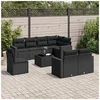 Image de Salon de jardin 9 pcs avec coussins noir résine tressée 3219235