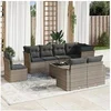 Image de Salon de jardin modulable 9 pièces - Résine tressée - Gris - Table fixe - 8 personnes