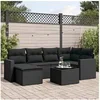 Image de Salon de jardin 7 pcs avec coussins noir résine tressée 3219255