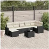 Image de Salon de jardin 8 pcs avec coussins noir résine tressée 3219276